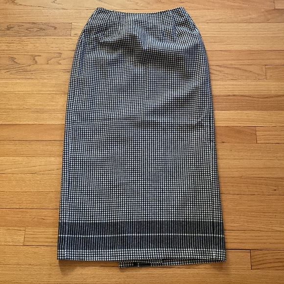 vintage wool blend houndstooth wrap skirt - Picture 2 of 5